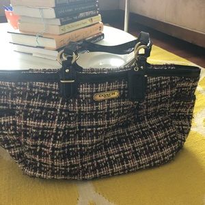 Pink tweed coach purse